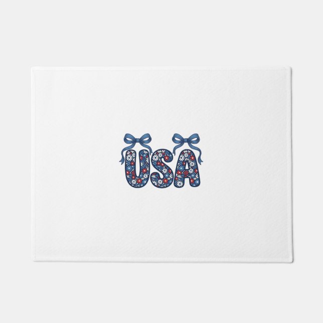 Floral USA Bow Patriotic Vector Design_1 Doormat (Front)