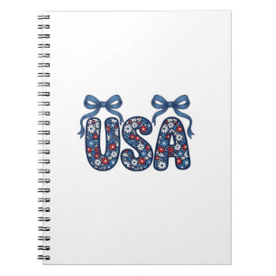 Floral USA Bow Patriotic Vector Design_1 Notebook