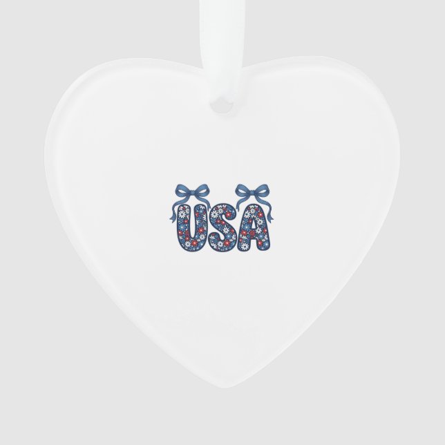Floral USA Bow Patriotic Vector Design_1 Ornament (Front)