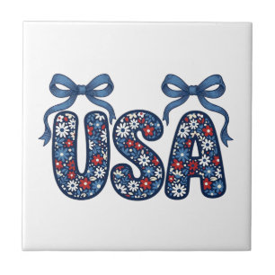 Floral USA Bow Patriotic Vector Design_1 Tile