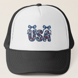 Floral USA Bow Patriotic Vector Design_1 Trucker Hat