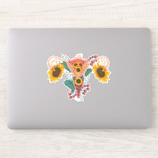 Floral Uterus Anatomy Sticker, Flower Feminist