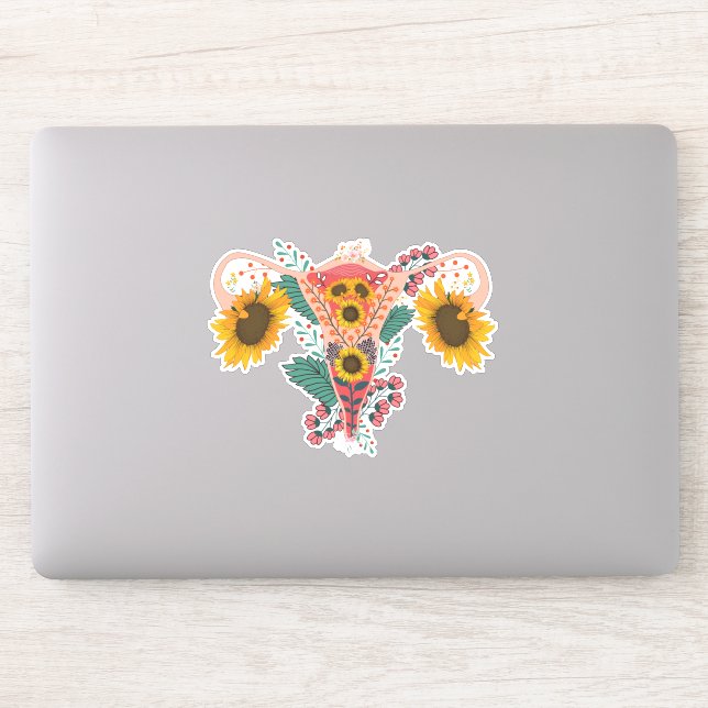 Floral Uterus Anatomy Sticker, Flower Feminist  (Computer)