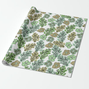 Floral Valencia Green Beige   Wrapping Paper