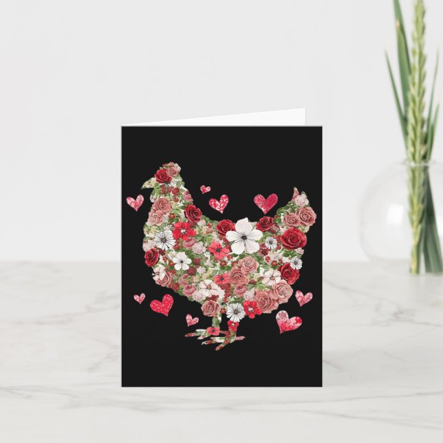 Floral Valentine Chicken - Western Valentine Men W Card (Front)