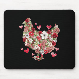 Floral Valentine Chicken - Western Valentine Men W Mouse Mat