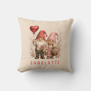 Floral Valentine Gnomes Custom Cushion