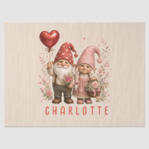 Floral Valentine Gnomes Custom Tissue Paper