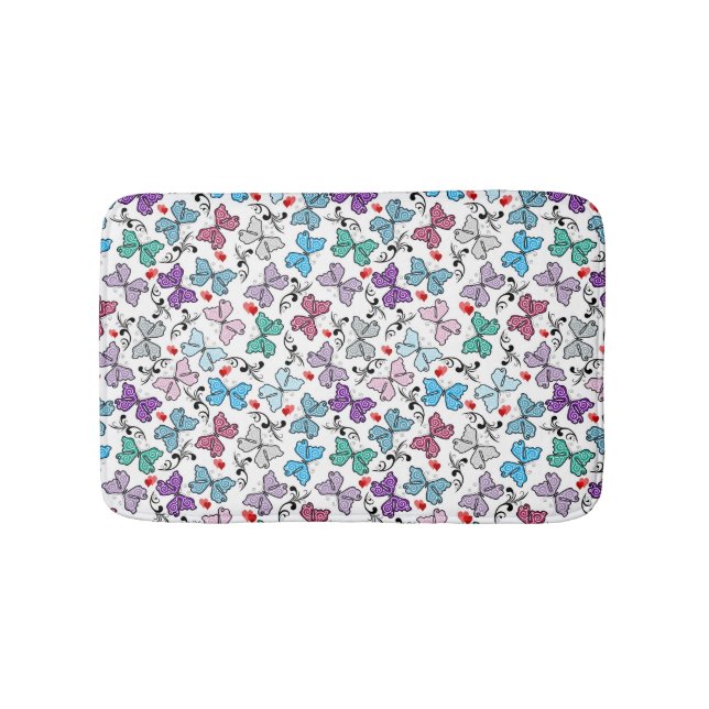 Floral Valentine Pattern Bath Mat (Front)