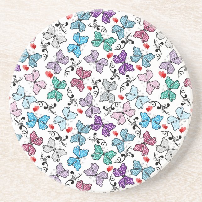 Floral Valentine Pattern Coaster (Front)