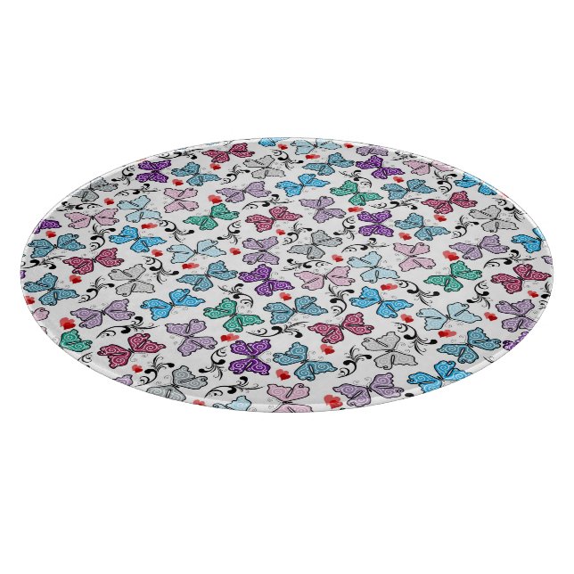 Floral Valentine Pattern Cutting Board (Corner)