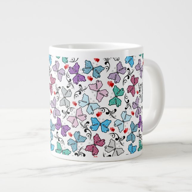 Floral Valentine Pattern Large Coffee Mug (Front Right)