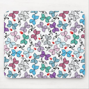 Floral Valentine Pattern Mouse Mat