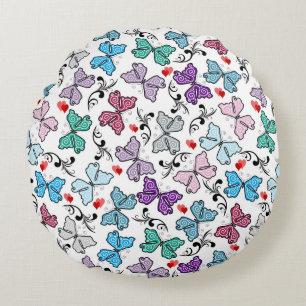 Floral Valentine Pattern Round Cushion