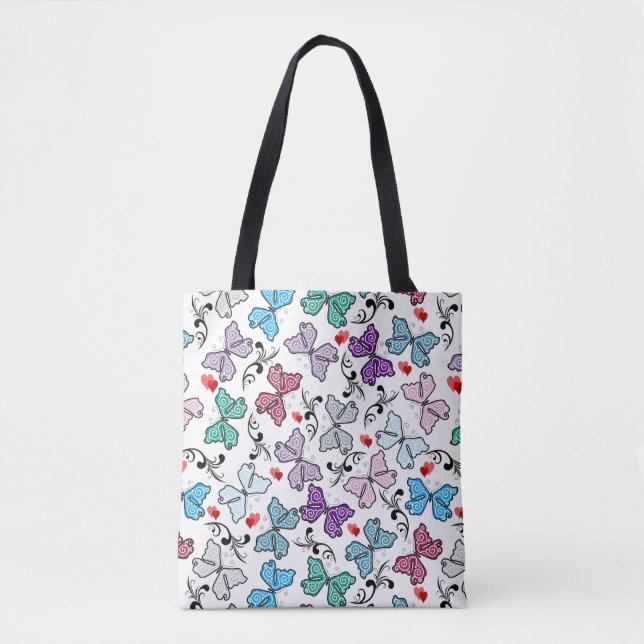 Floral Valentine Pattern Tote Bag (Front)