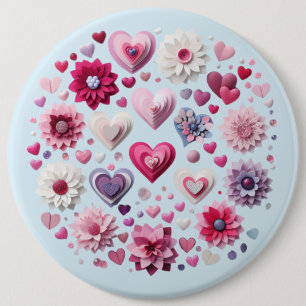 Floral Valentine's Day blue heart Mug 6 Cm Round Badge