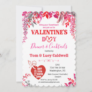 Floral Valentine's Day Dinner Invitation