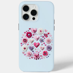 Floral Valentine's Day heart iPhone 15 Pro Max Case