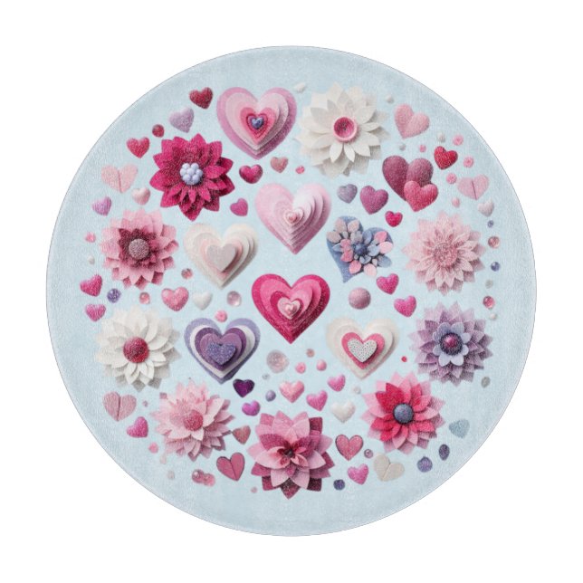 Floral Valentine's Day Heart Cutting Board (Front)