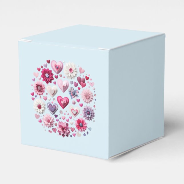 Floral Valentine's Day Heart Favour Box (Front Side)