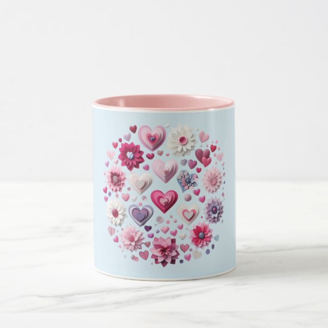 Floral Valentine's Day heart Mug (Center)