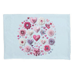 Floral Valentine's Day heart Pillowcase