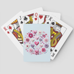 Floral Valentine's Day heart Playing Cards