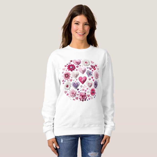 Floral Valentine's Day Heart Sweatshirt (Front Full)
