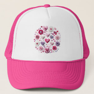 Floral Valentine's Day Heart Trucker Hat