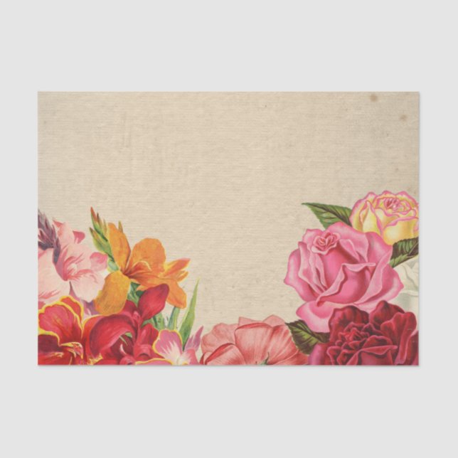 Floral Valentine's Day Roses & Other Flowers Tissue Paper (Front)