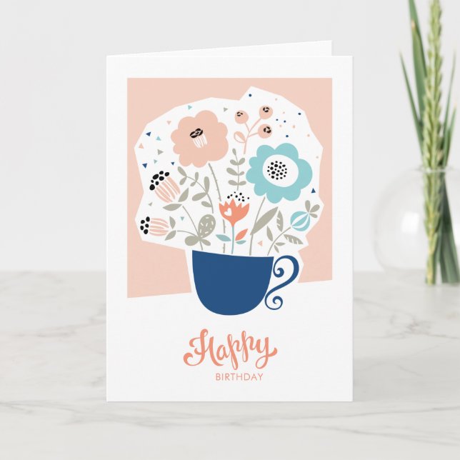 Floral Vase Birthday Card (Front)