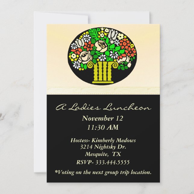 Floral Vase Ladies Invitation (Front)