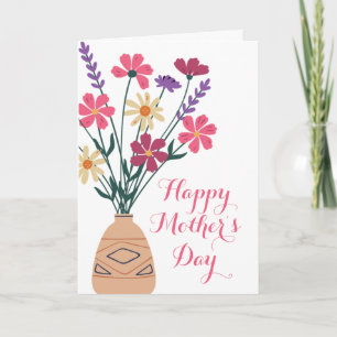 Floral Vase Mother’s Day Folded Greeting Card