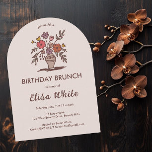 Floral Vase Rustic Whimsical Arch Custom Birthday Invitation