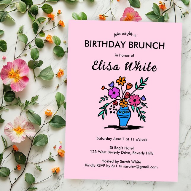 Floral Vase Rustic Whimsical BIRTHDAY PARTY Custom Invitation (Floral Vase Rustic Whimsical BIRTHDAY PARTY Custom Invitation
)