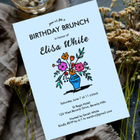 Floral Vase Rustic Whimsical BIRTHDAY PARTY Custom