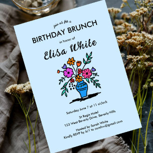 Floral Vase Rustic Whimsical BIRTHDAY PARTY Custom Invitation