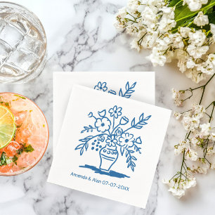 Floral Vase Sketch CUSTOM Wedding Engagement Napkin