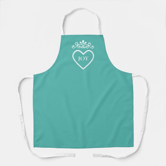 Floral vector and heart on teal apron (Front)