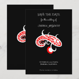 Floral Vector Art Poster – Retro Folk Flower Desig Save The Date