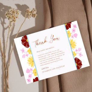 floral vibrant unique elegant wedding thank you card