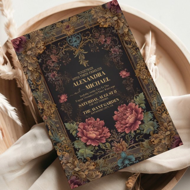 Floral Victorian Gothic Wedding Invitation (Creator Uploaded)