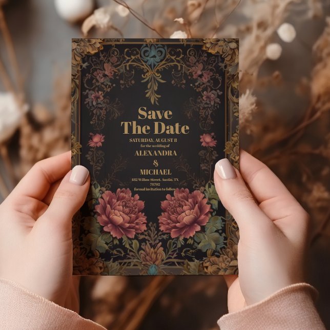 Floral Victorian Gothic Wedding Save The Date (Creator Uploaded)