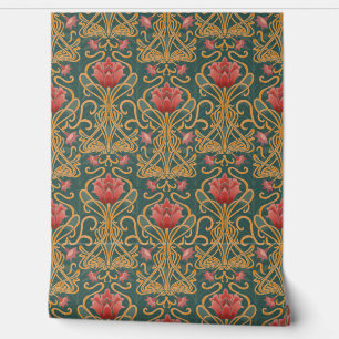 Floral Victorian Lotus - Art Nouveau flowers  Wallpaper