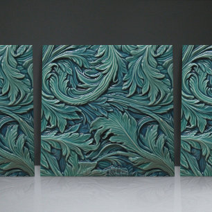 Floral Victorian Morris Green Leaves Patterns Tile