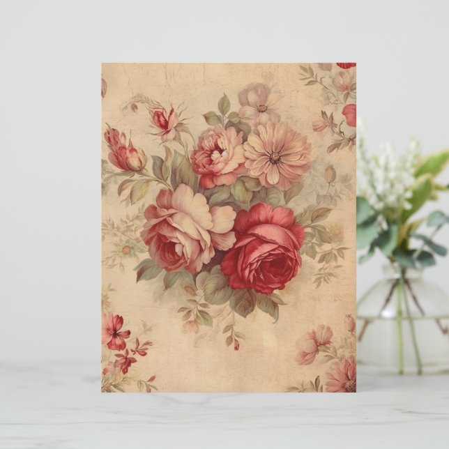 Floral Victorian Scrapbook Journalling Paper (Standing Front)