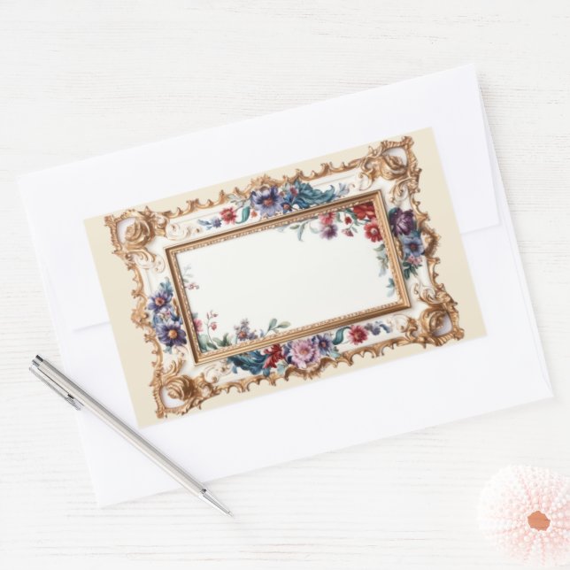 Floral Victorian Style BookPlate Rectangular Sticker (Envelope)