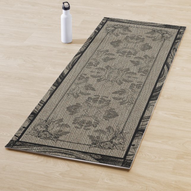 Floral Victorian Style Runner Yoga Mat (In Situ)