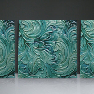 Floral Victorian Swirls Green Organic Patterns Tile