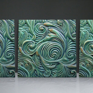 Floral Victorian Swirls Green Organic Patterns Tile